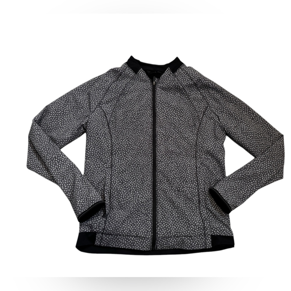 Lululemon Hit It Jacket Womens Size 6 Frozen Fizz Black White Zip Up Lightweight